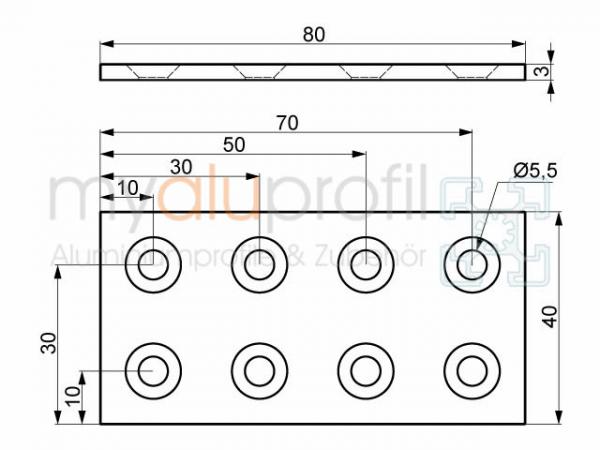 Tab 40x80 black groove 5 I-type -